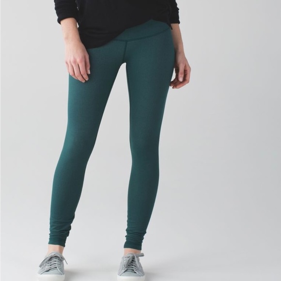 lululemon athletica Pants - Lululemon Wunder Under Pant in Heathered Deep Green Size 4